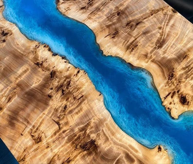 Personalized LARGE EPOXY TABLE, Resin Dining Table For 2 , 4 , 6, 8 River Dining Table Top, Wood Epoxy Coffee Table Top, Living Room Table - resinhomefurniture