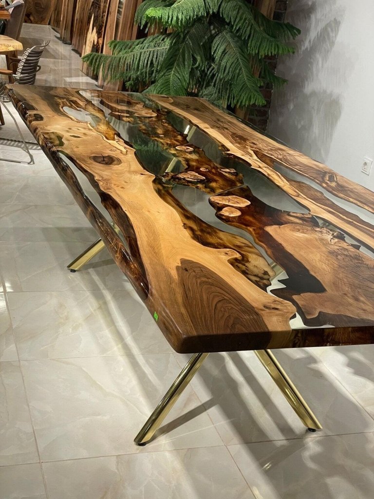 Personalized LARGE EPOXY TABLE, Resin Dining Table For 2 , 4 , 6, 8 River Dining Table Top, Wood Epoxy Coffee Table Top, Living Room Table - resinhomefurniture