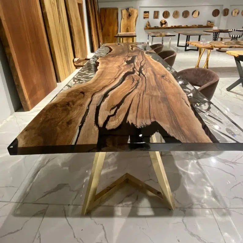 Personalized LARGE EPOXY TABLE, Resin Dining Table For 2 , 4 , 6, 8 River Dining Table Top, Wood Epoxy Coffee Table Top, Living Room Table - resinhomefurniture