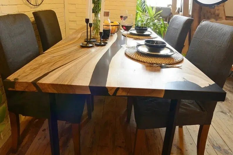 Personalized LARGE EPOXY TABLE, Resin Dining Table For 2 , 4 , 6, 8 River Dining Table Top, Wood Epoxy Coffee Table Top, Living Room Table - resinhomefurniture