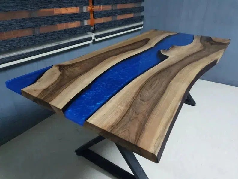 Personalized LARGE EPOXY TABLE, Resin Dining Table For 2 , 4 , 6, 8 River Dining Table Top, Wood Epoxy Coffee Table Top, Living Room Table - resinhomefurniture