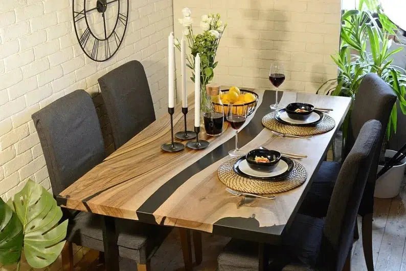 Personalized LARGE EPOXY TABLE, Resin Dining Table For 2 , 4 , 6, 8 River Dining Table Top, Wood Epoxy Coffee Table Top, Living Room Table - resinhomefurniture