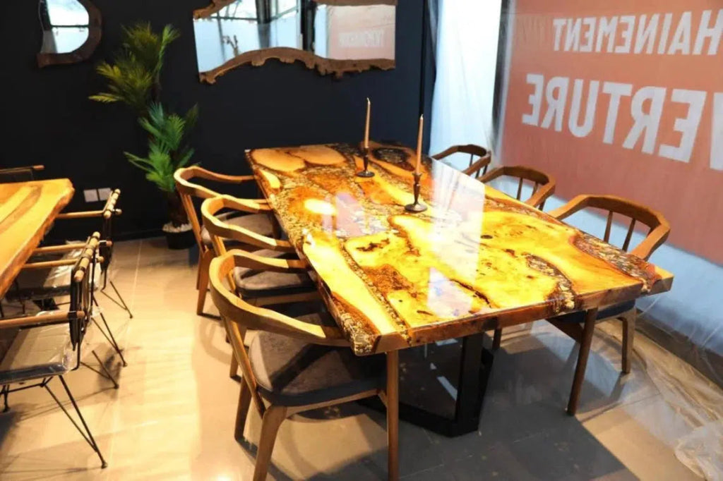 Personalized LARGE EPOXY TABLE, Resin Dining Table For 2 , 4 , 6, 8 River Dining Table Top, Wood Epoxy Coffee Table Top, Living Room Table - resinhomefurniture