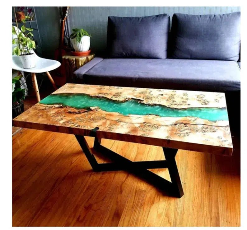 Personalized LARGE EPOXY TABLE, Resin Dining Table For 2 , 4 , 6, 8 River Dining Table Top, Wood Epoxy Coffee Table Top, Living Room Table - resinhomefurniture