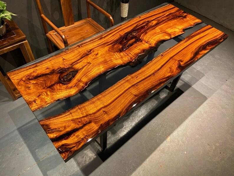 Personalized LARGE EPOXY TABLE, Resin Dining Table For 2 , 4 , 6, 8 River Dining Table Top, Wood Epoxy Coffee Table Top, Living Room Table - resinhomefurniture