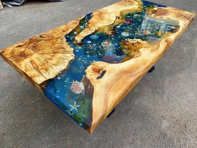 Personalized LARGE EPOXY TABLE, Resin Dining Table For 2 , 4 , 6, 8 River Dining Table Top, Wood Epoxy Coffee Table Top, Living Room Table - resinhomefurniture