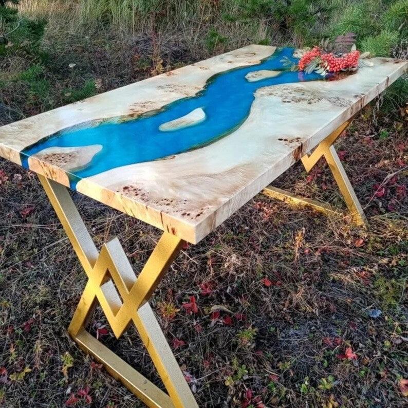 Personalized LARGE EPOXY TABLE, Resin Dining Table For 2 , 4 , 6, 8 River Dining Table Top, Wood Epoxy Coffee Table Top, Living Room Table - resinhomefurniture