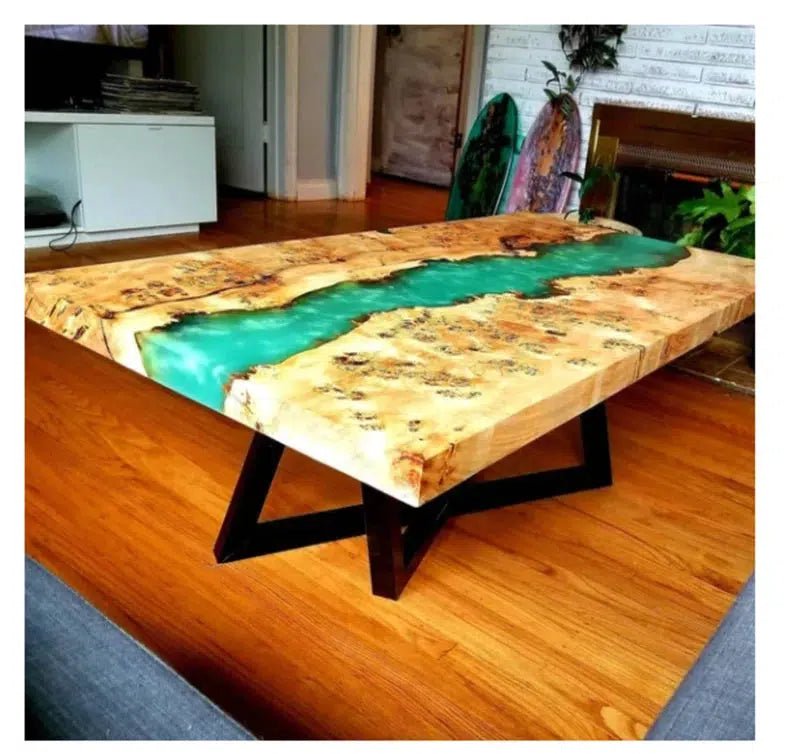 Personalized LARGE EPOXY TABLE, Resin Dining Table For 2 , 4 , 6, 8 River Dining Table Top, Wood Epoxy Coffee Table Top, Living Room Table - resinhomefurniture