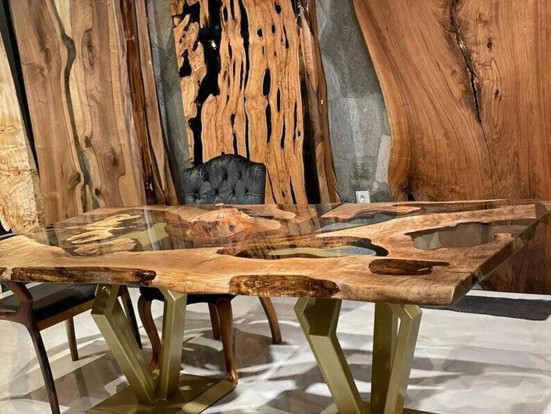 Personalized LARGE EPOXY TABLE, Resin Dining Table For 2 , 4 , 6, 8 River Dining Table Top, Wood Epoxy Coffee Table Top, Living Room Table - resinhomefurniture