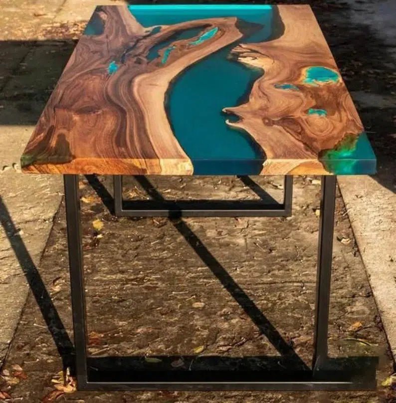Personalized LARGE EPOXY TABLE, Resin Dining Table For 2 , 4 , 6, 8 River Dining Table Top, Wood Epoxy Coffee Table Top, Living Room Table - resinhomefurniture
