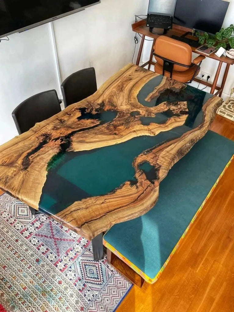 Personalized LARGE EPOXY TABLE, Resin Dining Table For 2 , 4 , 6, 8 River Dining Table Top, Wood Epoxy Coffee Table Top, Living Room Table - resinhomefurniture