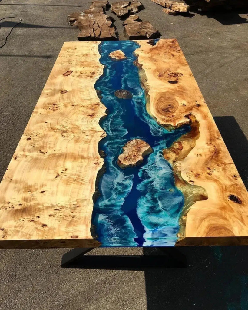 Personalized LARGE EPOXY TABLE, Resin Dining Table For 2 , 4 , 6, 8 River Dining Table Top, Wood Epoxy Coffee Table Top, Living Room Table - resinhomefurniture