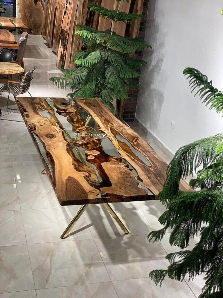 Personalized LARGE EPOXY TABLE, Resin Dining Table For 2 , 4 , 6, 8 River Dining Table Top, Wood Epoxy Coffee Table Top, Living Room Table - resinhomefurniture