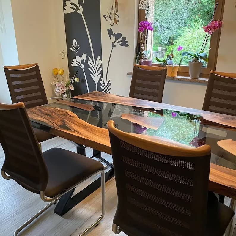 Personalized Large EPOXY Table, Resin Dining Table for 2, 4, 6, 8 River Dining Table Top, Wood Epoxy Coffee Table Top, Living Room Table - resinhomefurniture