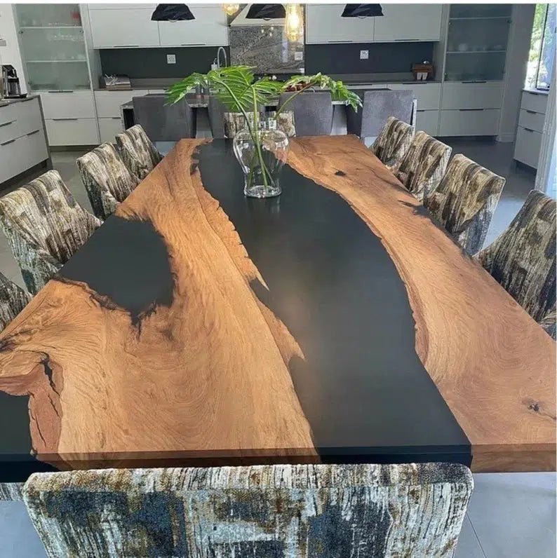 Personalized LARGE EPOXY TABLE, Resin Dining Table For 2 , 4 , 6, 8 River Dining Table Top, Wood Epoxy Coffee Table Top, Living Room Table - resinhomefurniture