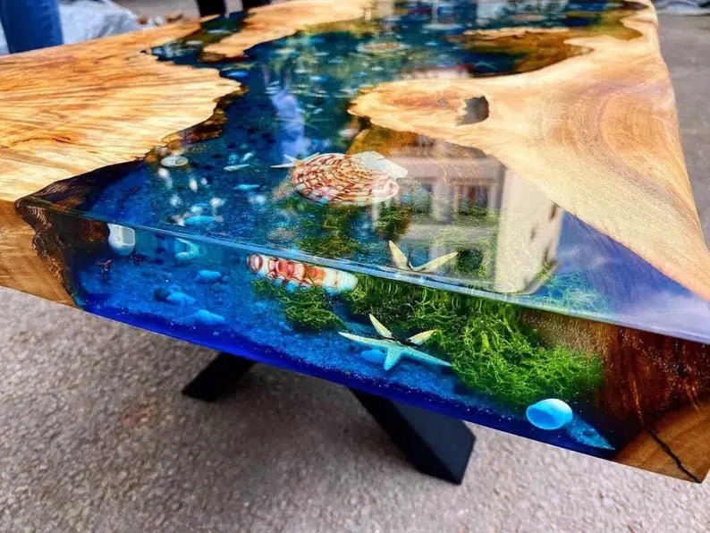 Personalized LARGE EPOXY TABLE, Resin Dining Table For 2 , 4 , 6, 8 River Dining Table Top, Wood Epoxy Coffee Table Top, Living Room Table - resinhomefurniture