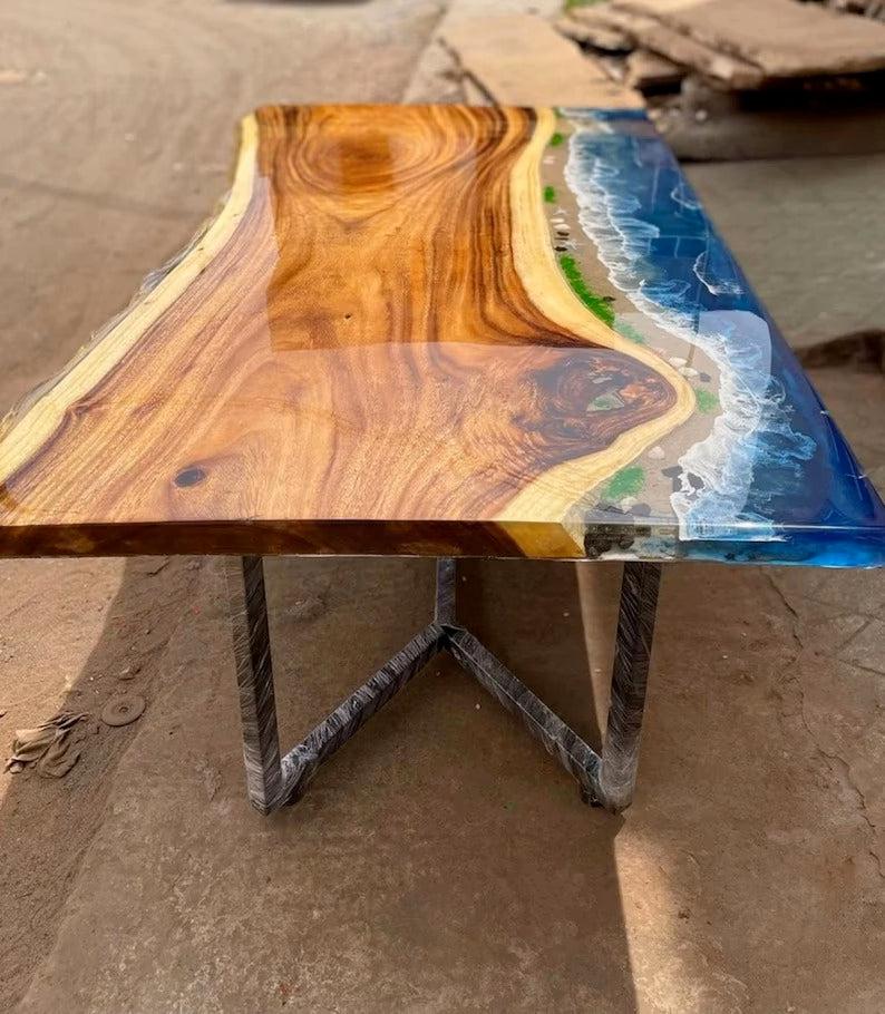 Personalized LARGE EPOXY TABLE, Resin Dining Table For 2 , 4 , 6, 8 River Dining Table Top, Wood Epoxy Coffee Table Top, Living Room Table - resinhomefurniture
