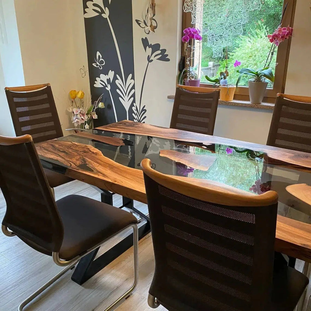 Personalized LARGE EPOXY TABLE, Resin Dining Table For 2 , 4 , 6, 8 River Dining Table Top, Wood Epoxy Coffee Table Top, Living Room Table - resinhomefurniture