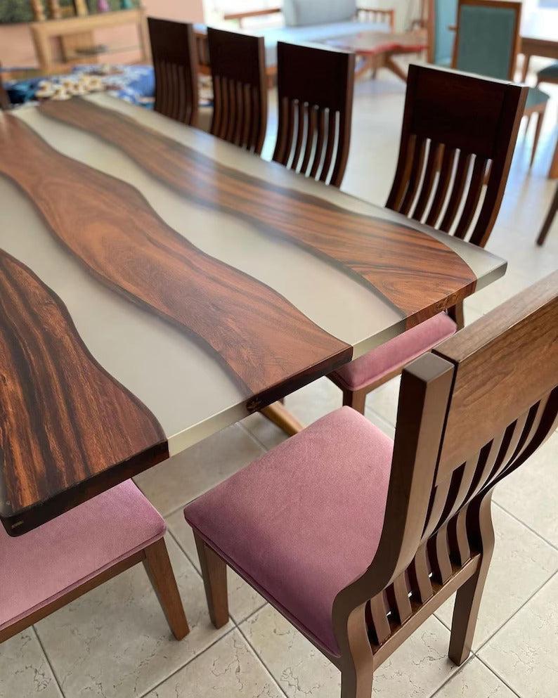 Personalized LARGE EPOXY TABLE, Resin Dining Table For 2 , 4 , 6, 8 River Dining Table Top, Wood Epoxy Coffee Table Top, Living Room Table - resinhomefurniture