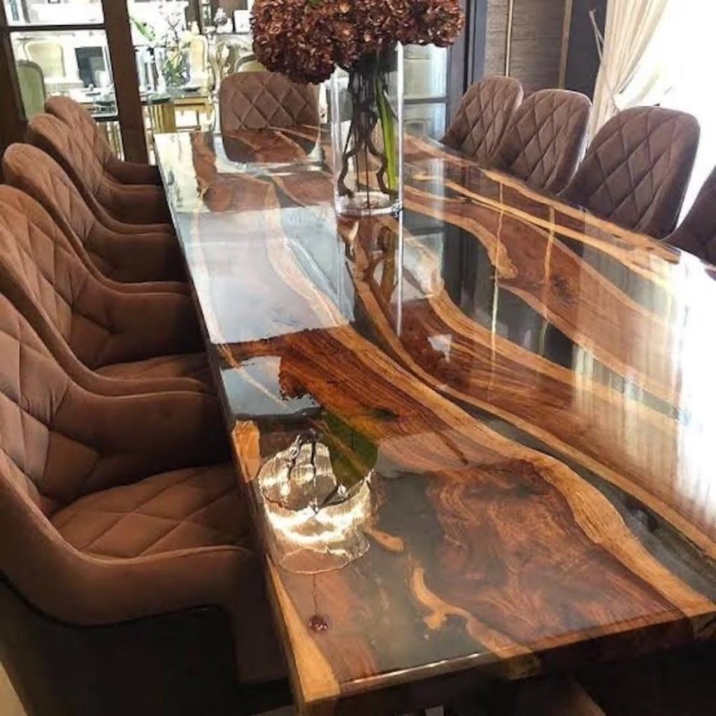 Personalized LARGE EPOXY TABLE, Resin Dining Table For 2 , 4 , 6, 8 River Dining Table Top, Wood Epoxy Coffee Table Top, Living Room Table - resinhomefurniture
