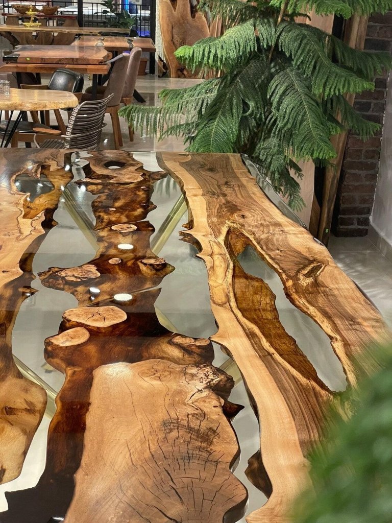 Personalized LARGE EPOXY TABLE, Resin Dining Table For 2 , 4 , 6, 8 River Dining Table Top, Wood Epoxy Coffee Table Top, Living Room Table - resinhomefurniture