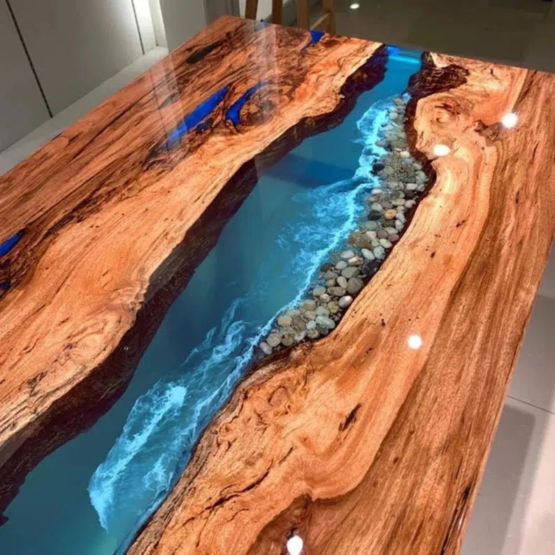 Personalized LARGE EPOXY TABLE, Resin Dining Table For 2 , 4 , 6, 8 River Dining Table Top, Wood Epoxy Coffee Table Top, Living Room Table - resinhomefurniture