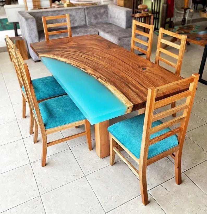 Personalized LARGE EPOXY TABLE, Resin Dining Table For 2 , 4 , 6, 8 River Dining Table Top, Wood Epoxy Coffee Table Top, Living Room Table - resinhomefurniture