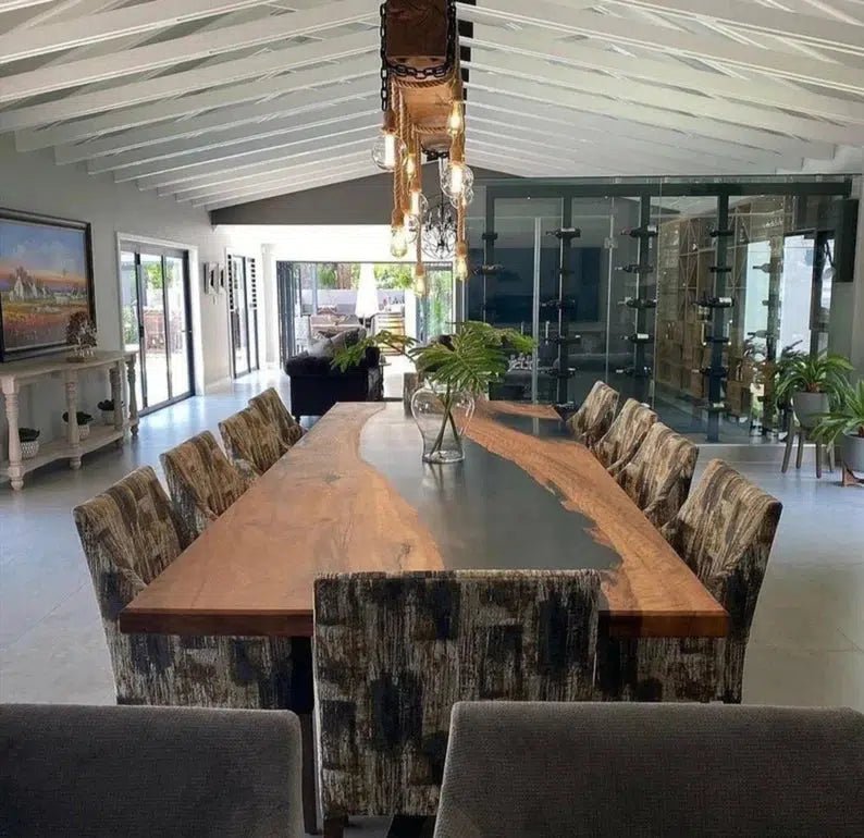 Personalized LARGE EPOXY TABLE, Resin Dining Table For 2 , 4 , 6, 8 River Dining Table Top, Wood Epoxy Coffee Table Top, Living Room Table - resinhomefurniture