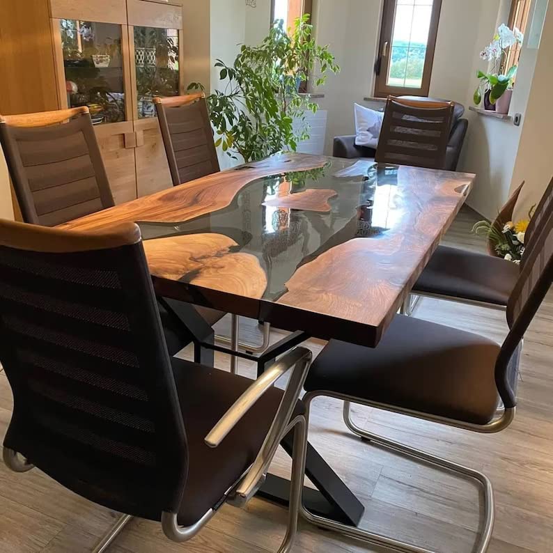 Personalized Large EPOXY Table, Resin Dining Table for 2, 4, 6, 8 River Dining Table Top, Wood Epoxy Coffee Table Top, Living Room Table - resinhomefurniture
