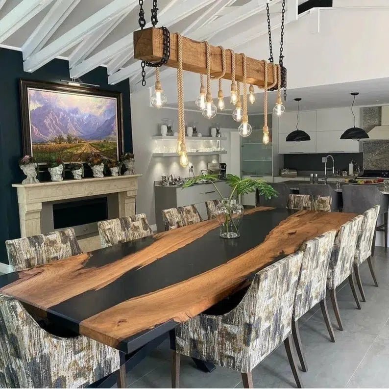 Personalized LARGE EPOXY TABLE, Resin Dining Table For 2 , 4 , 6, 8 River Dining Table Top, Wood Epoxy Coffee Table Top, Living Room Table - resinhomefurniture