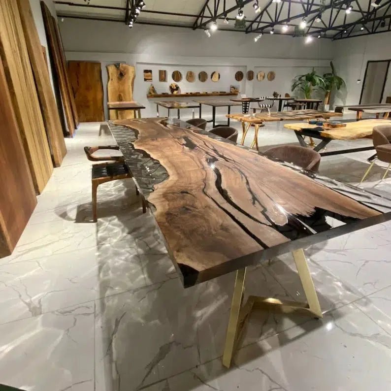 Personalized LARGE EPOXY TABLE, Resin Dining Table For 2 , 4 , 6, 8 River Dining Table Top, Wood Epoxy Coffee Table Top, Living Room Table - resinhomefurniture
