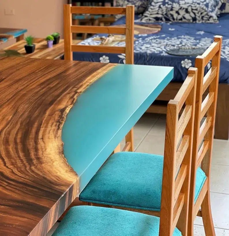 Personalized LARGE EPOXY TABLE, Resin Dining Table For 2 , 4 , 6, 8 River Dining Table Top, Wood Epoxy Coffee Table Top, Living Room Table - resinhomefurniture