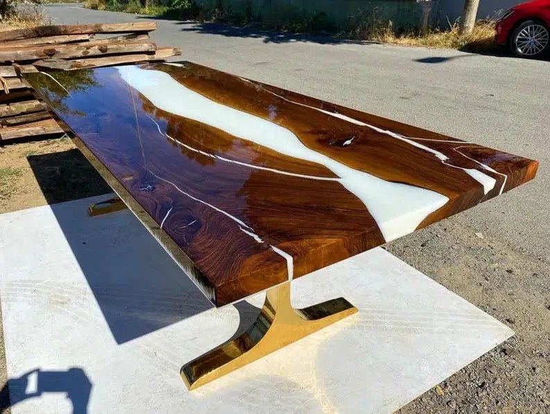 Personalized LARGE EPOXY TABLE, Resin Dining Table For 2 , 4 , 6, 8 River Dining Table Top, Wood Epoxy Coffee Table Top, Living Room Table Top - resinhomefurniture