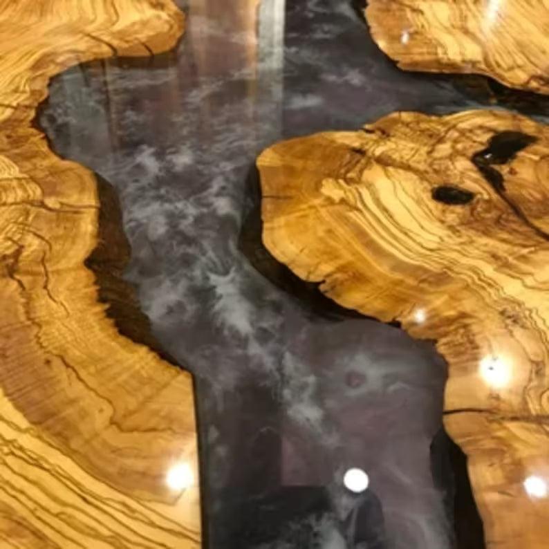 Personalized LARGE EPOXY TABLE, Resin Dining Table For 2 , 4 , 6, 8 River Dining Table Top, Wood Epoxy Coffee Table Top, Living Room Table Top - resinhomefurniture