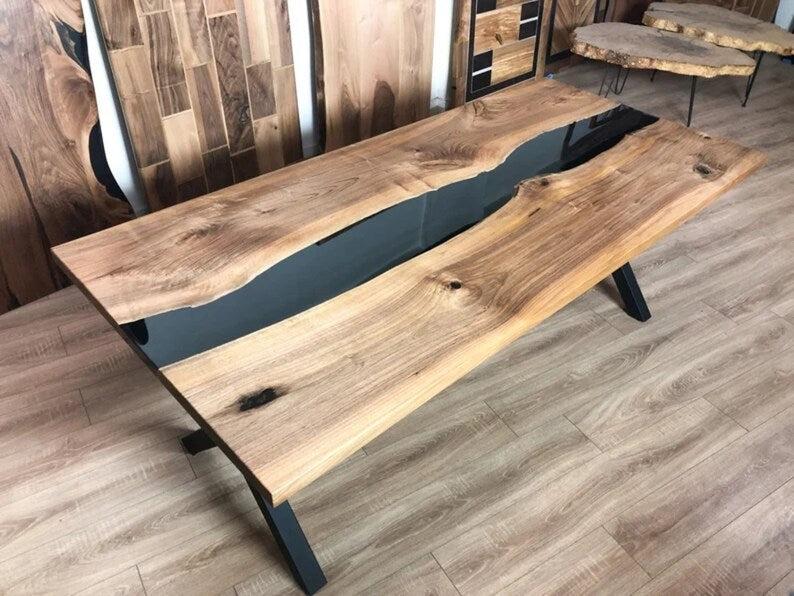 Personalized LARGE EPOXY TABLE, Resin Dining Table For 2 , 4 , 6, 8 River Dining Table Top, Wood Epoxy Coffee Table Top, Living Room Table Top - resinhomefurniture