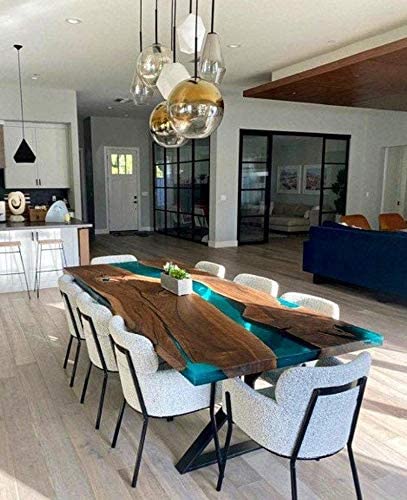 Personalized LARGE EPOXY TABLE, Resin Dining Table For 2 , 4 , 6, 8 River Dining Table Top, Wood Epoxy Coffee Table Top, Living Room Table Top - resinhomefurniture
