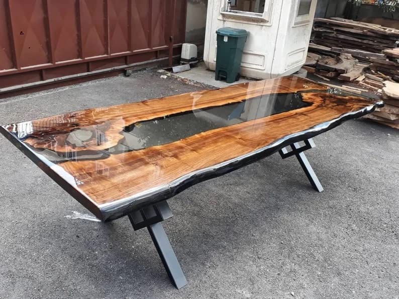 Personalized Large EPOXY Table, Resin Dining Table for 2, 4, 6, 8 River Dining Table, Wood Epoxy Coffee Table Top, Living Room Table - resinhomefurniture