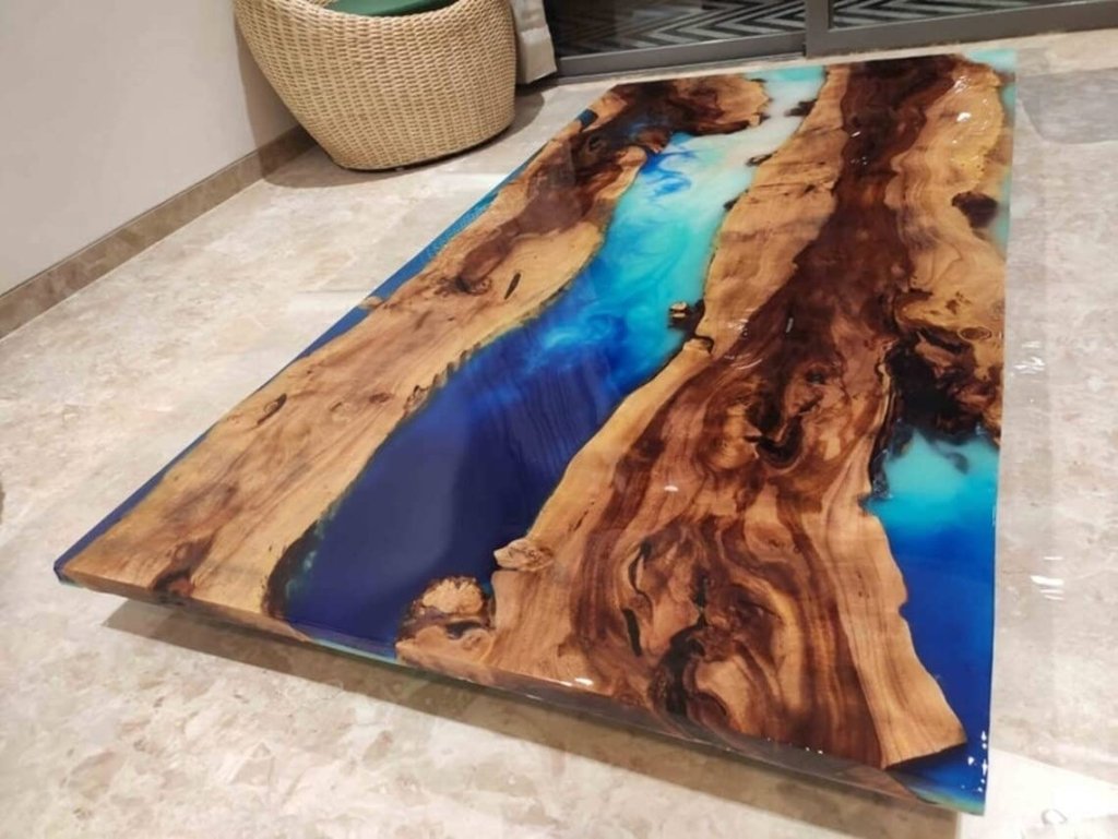 Personalized Large EPOXY Table, Resin Dining Table for 2, 4, 6, 8 River, Wood Epoxy Coffee Table Top, Living Room Table - resinhomefurniture