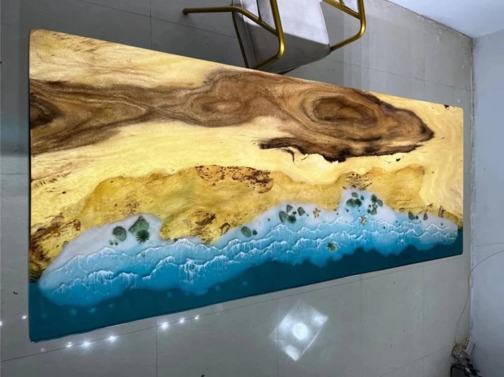 Personalized Large EPOXY Table, Trending Patio Edge for 2, 4, 6, 8 Dining Coffee Indoor, Wood Epoxy Coffee Table Top, Living Room Table - resinhomefurniture