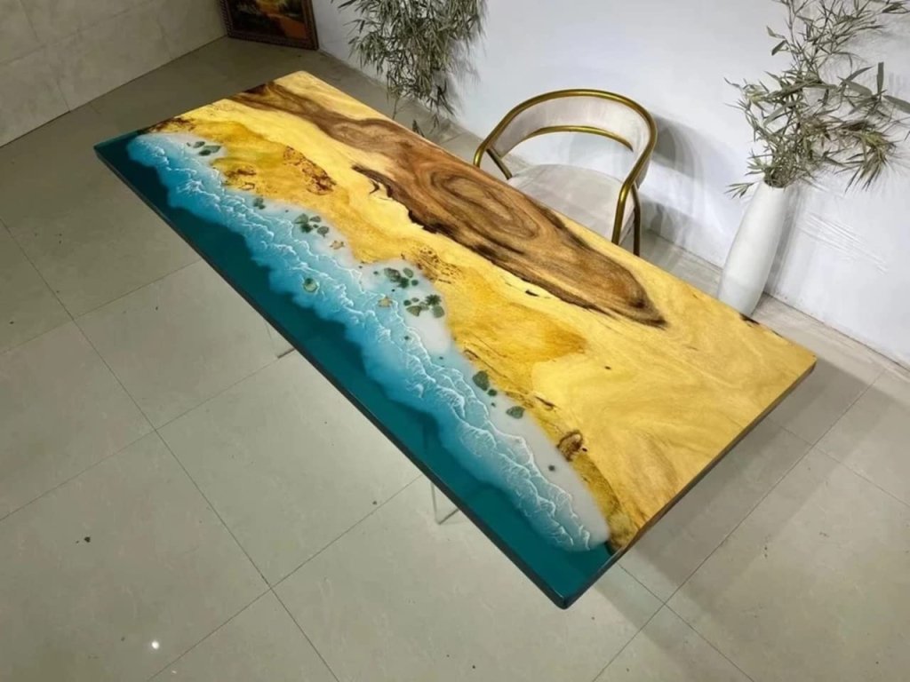 Personalized Large EPOXY Table, Trending Patio Edge for 2, 4, 6, 8 Dining Coffee Indoor, Wood Epoxy Coffee Table Top, Living Room Table - resinhomefurniture