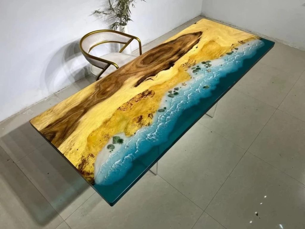 Personalized Large EPOXY Table, Trending Patio Edge for 2, 4, 6, 8 Dining Coffee Indoor, Wood Epoxy Coffee Table Top, Living Room Table - resinhomefurniture