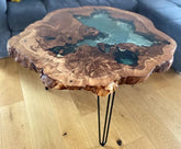 Personalized Natural Wood Epoxy Resin Round Coffee Table Living Room Table Side Table Kitchen Table Center Table End/Side Table Patio Table Home Décor Wooden Table - resinhomefurniture