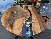 Premium Artistic Live Edge Epoxy Resin River Table with Embedded Game Pieces Coffee Table Dining Table Center Table Office Table Living Room Table Home Décor (With Stand) - resinhomefurniture