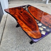 Premium Deep Purple Camphor Buckle Epoxy Resin Dining Table Living Room Table Office Table Side Table Hallway Table End Table Coffee Table Home Décor (With Stand) - resinhomefurniture