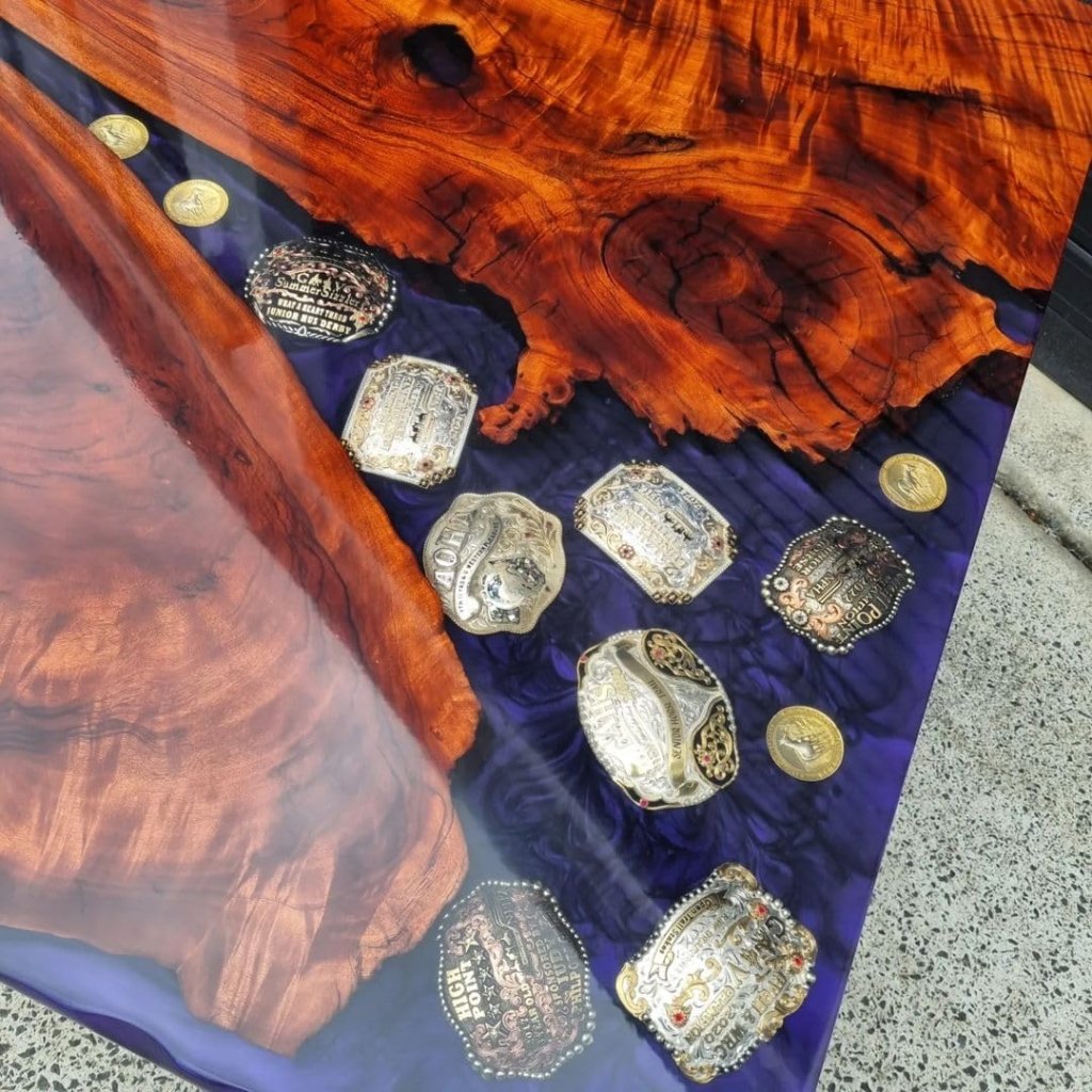 Premium Deep Purple Camphor Buckle Epoxy Resin Dining Table Living Room Table Office Table Side Table Hallway Table End Table Coffee Table Home Décor (With Stand) - resinhomefurniture