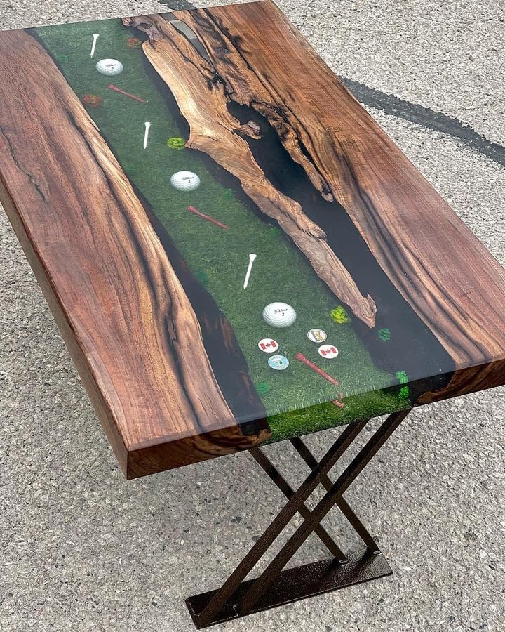 Premium Gorgeous Epoxy Resin Golf Dining Table Living Room Table Coffee Table End Table Patio Table Hallway Table Home Office Table Side Table Home Décor (With Stand) - resinhomefurniture