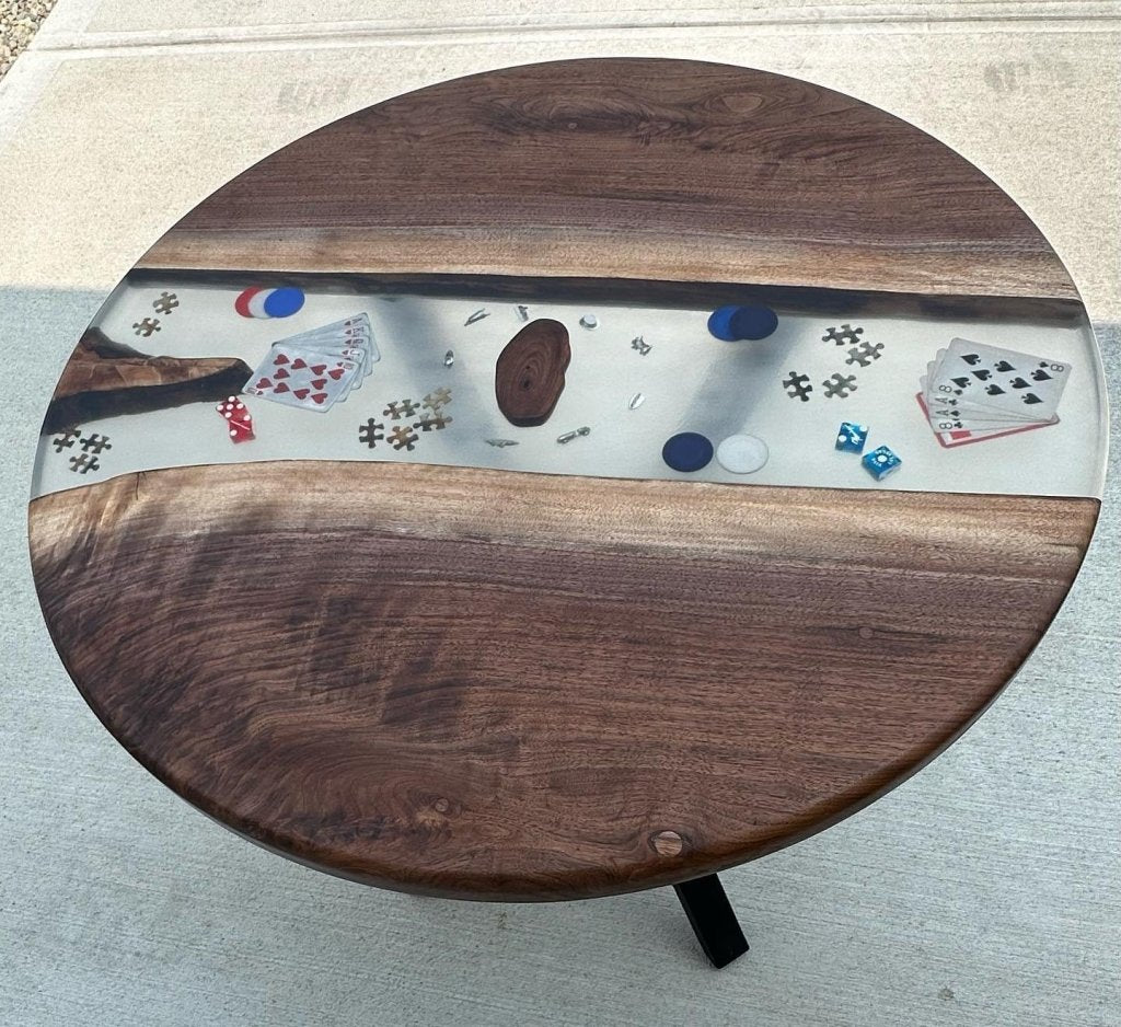 Premium Looking Cards with Dice Epoxy Dining Resin Table Living Room Table Hallway Table Bar Counter Table Coffee Table Center Table Patio Table Home Décor (With Stand) - resinhomefurniture