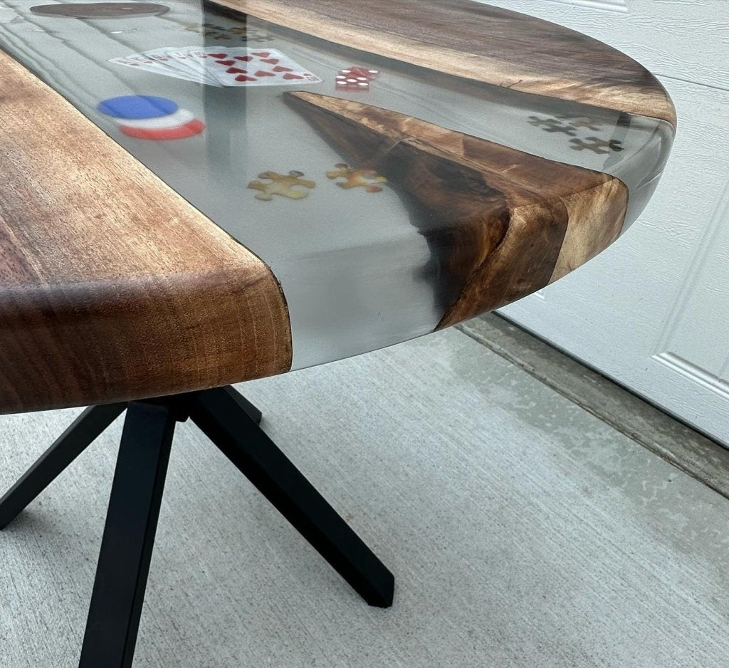 Premium Looking Cards with Dice Epoxy Dining Resin Table Living Room Table Hallway Table Bar Counter Table Coffee Table Center Table Patio Table Home Décor (With Stand) - resinhomefurniture