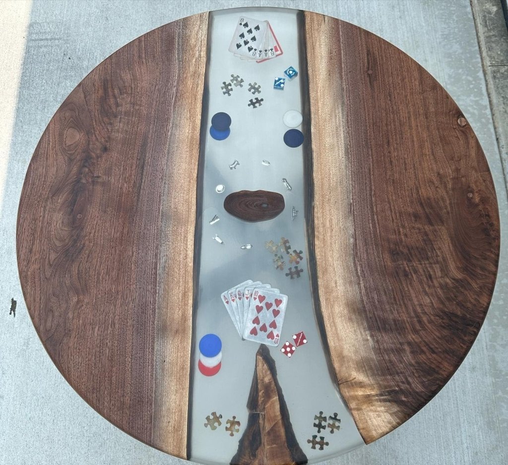 Premium Looking Cards with Dice Epoxy Dining Resin Table Living Room Table Hallway Table Bar Counter Table Coffee Table Center Table Patio Table Home Décor (With Stand) - resinhomefurniture