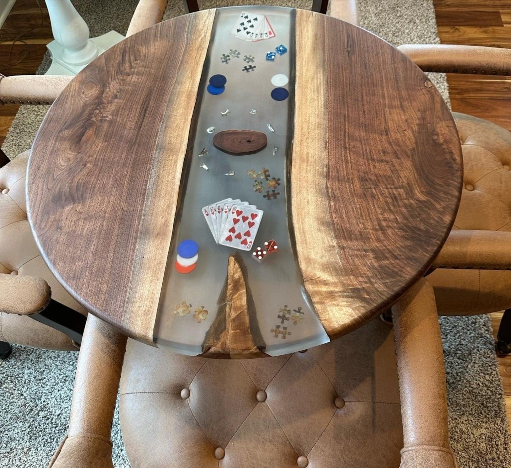 Premium Looking Cards with Dice Epoxy Dining Resin Table Living Room Table Hallway Table Bar Counter Table Coffee Table Center Table Patio Table Home Décor (With Stand) - resinhomefurniture
